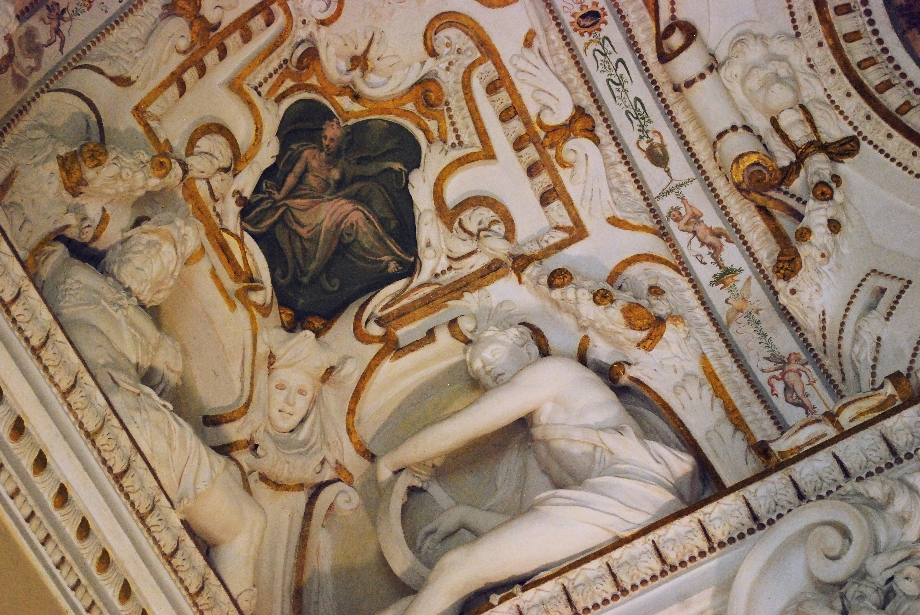 a painting on the ceiling of a building, 