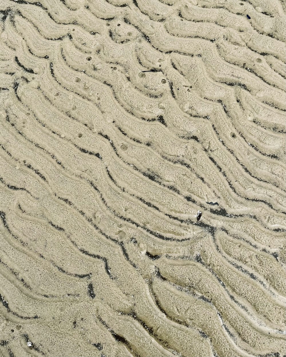 a close up of a sandy beach with waves