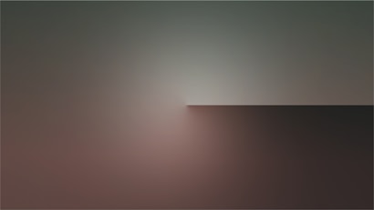 A minimalist landscape featuring a horizon with a gradient sky transitioning from green at the top to dark brown at the bottom. The composition is simple with a subtle light source at the horizon's center.