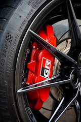 a close up of a tire on a car