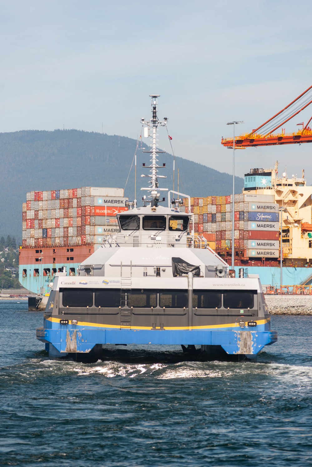 Un bateau bleu et blanc dans un plan d’eau