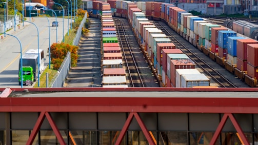 a train yard filled with lots of train cars