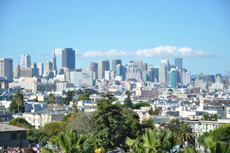 A vibrant aerial view of the sunny isles and aventura luxury high-rise skyline under a bright blue sky.