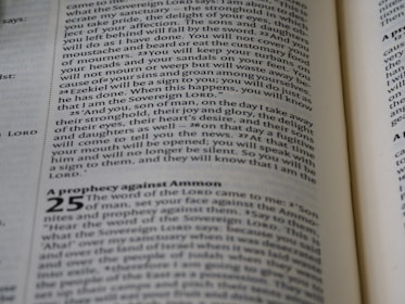 Open pages of a book in close-up showing text. The visible text includes numbered sections and is formatted with italicized and bold fonts in parts. The paper appears slightly off-white and the text is printed in black ink.