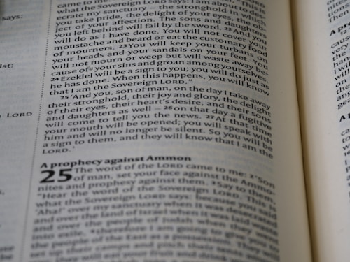 Open pages of a book in close-up showing text. The visible text includes numbered sections and is formatted with italicized and bold fonts in parts. The paper appears slightly off-white and the text is printed in black ink.
