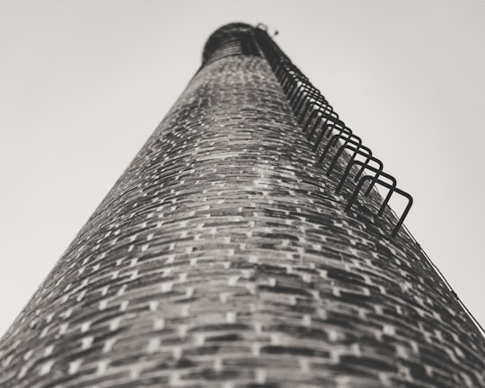 A beautifully crafted brick chimney showcasing intricate details.