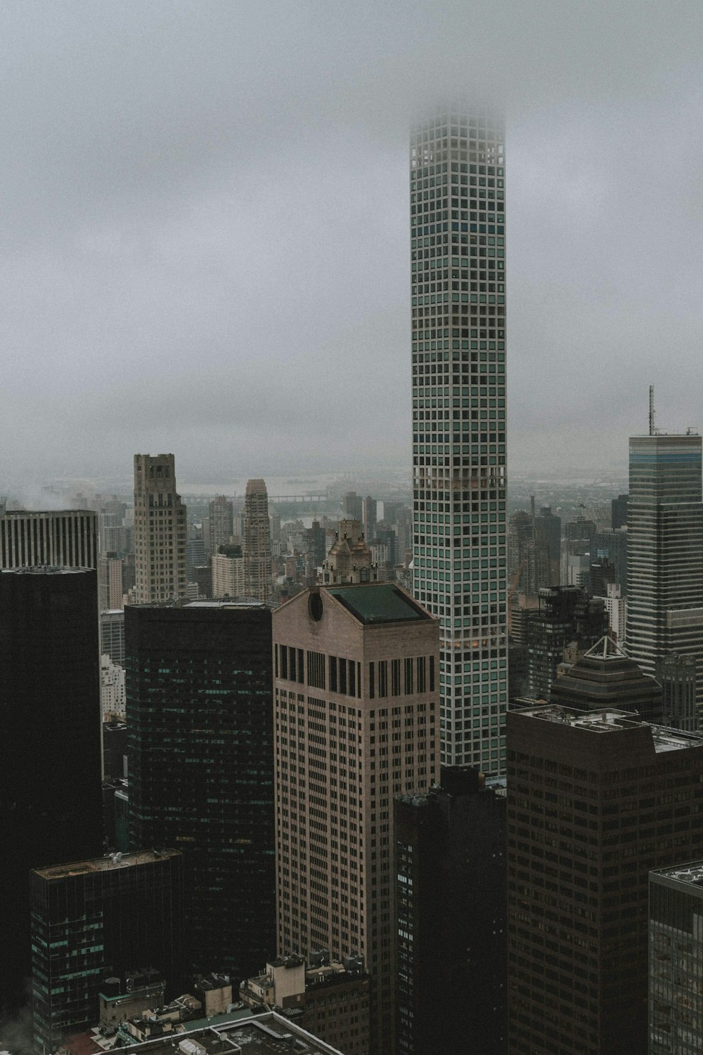 a view of a city with tall buildings