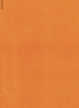 A plain, textured surface in a solid burnt orange color with a visible print of alphanumeric code in the corner.