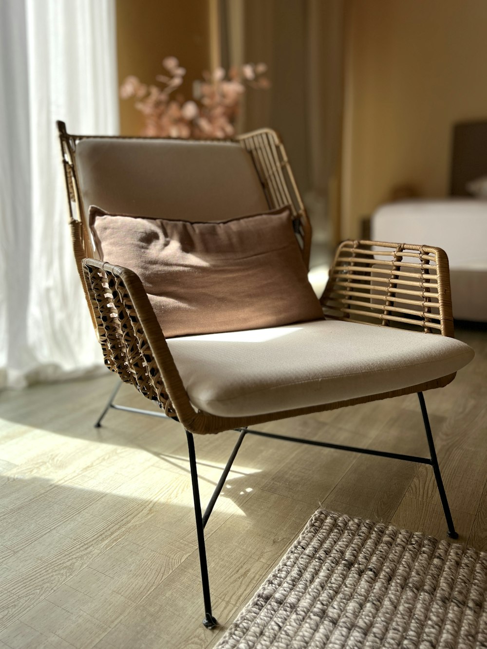 a chair sitting on top of a hard wood floor