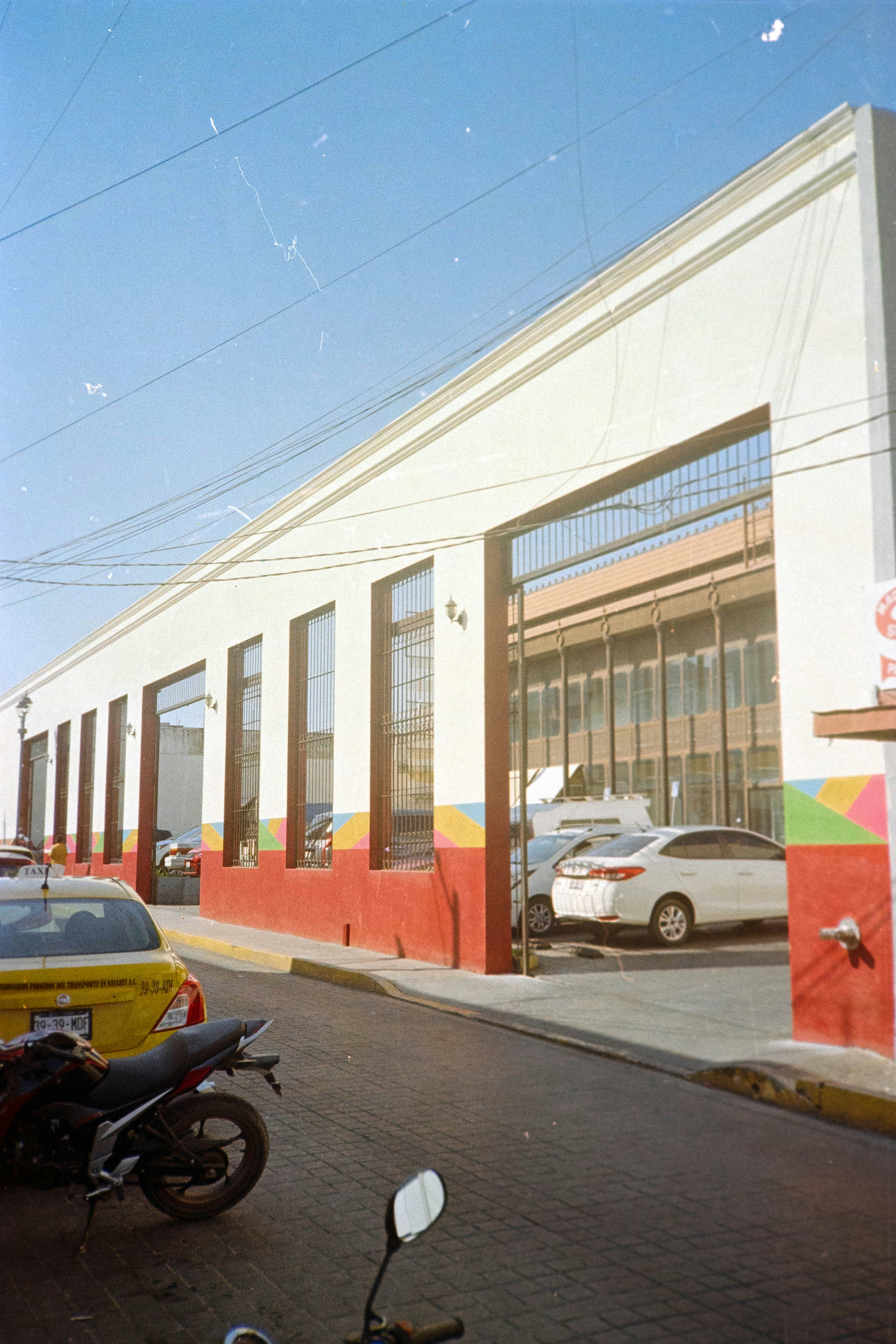 a motorcycle parked in front of a building