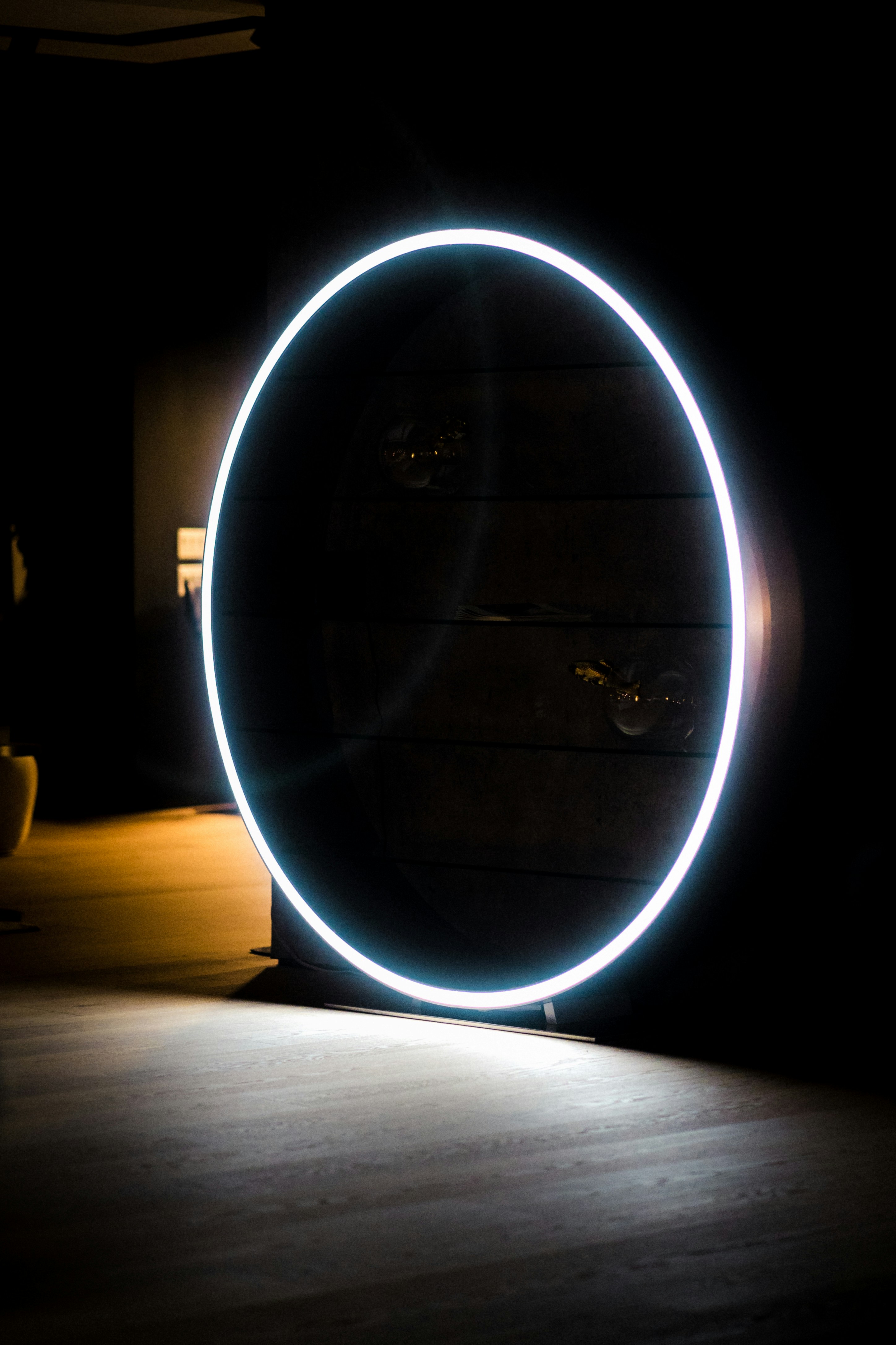 A circular object is lit up in the dark photo – Free Lighting Image on ...