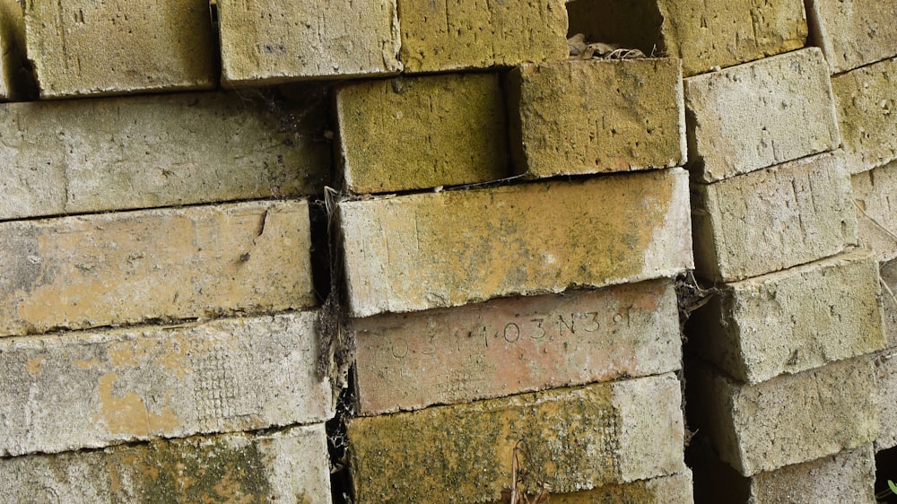 a pile of bricks sitting next to each other