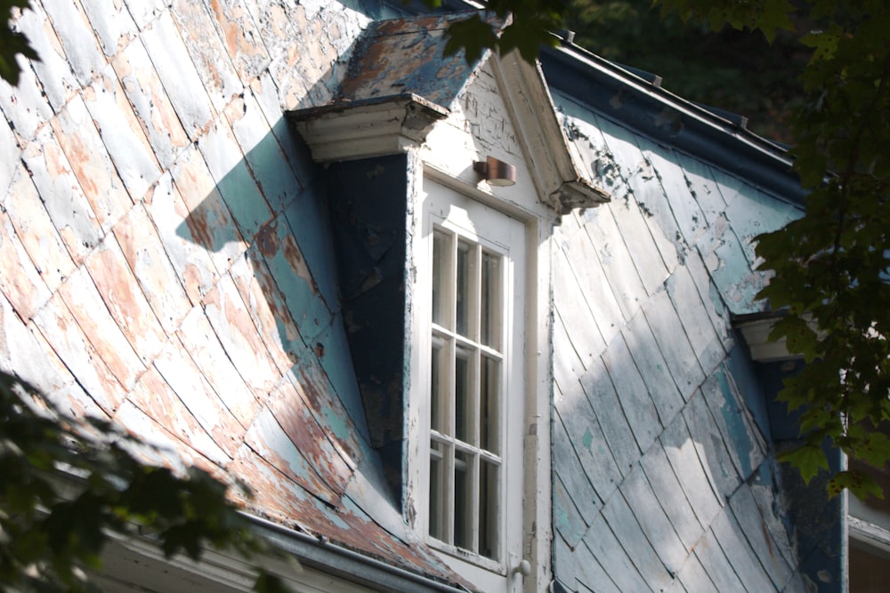 a window on the side of a building