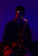 Trombone player passionately performing in a smoky, nostalgic club.