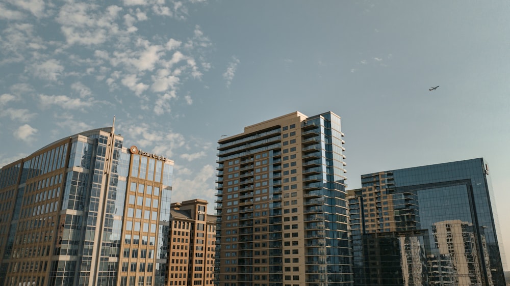 a group of tall buildings sitting next to each other