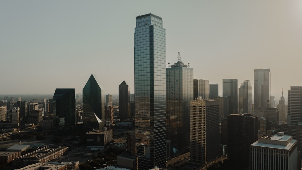 a view of a city with tall buildings