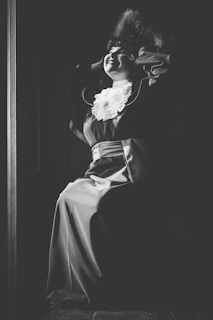 Creative photo of a person dressed in a historical costume generated with AI enhancements.