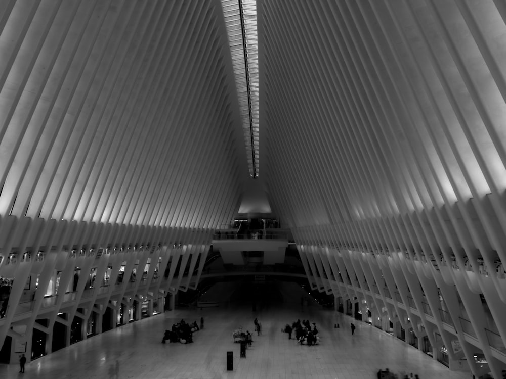 a black and white photo of a large building