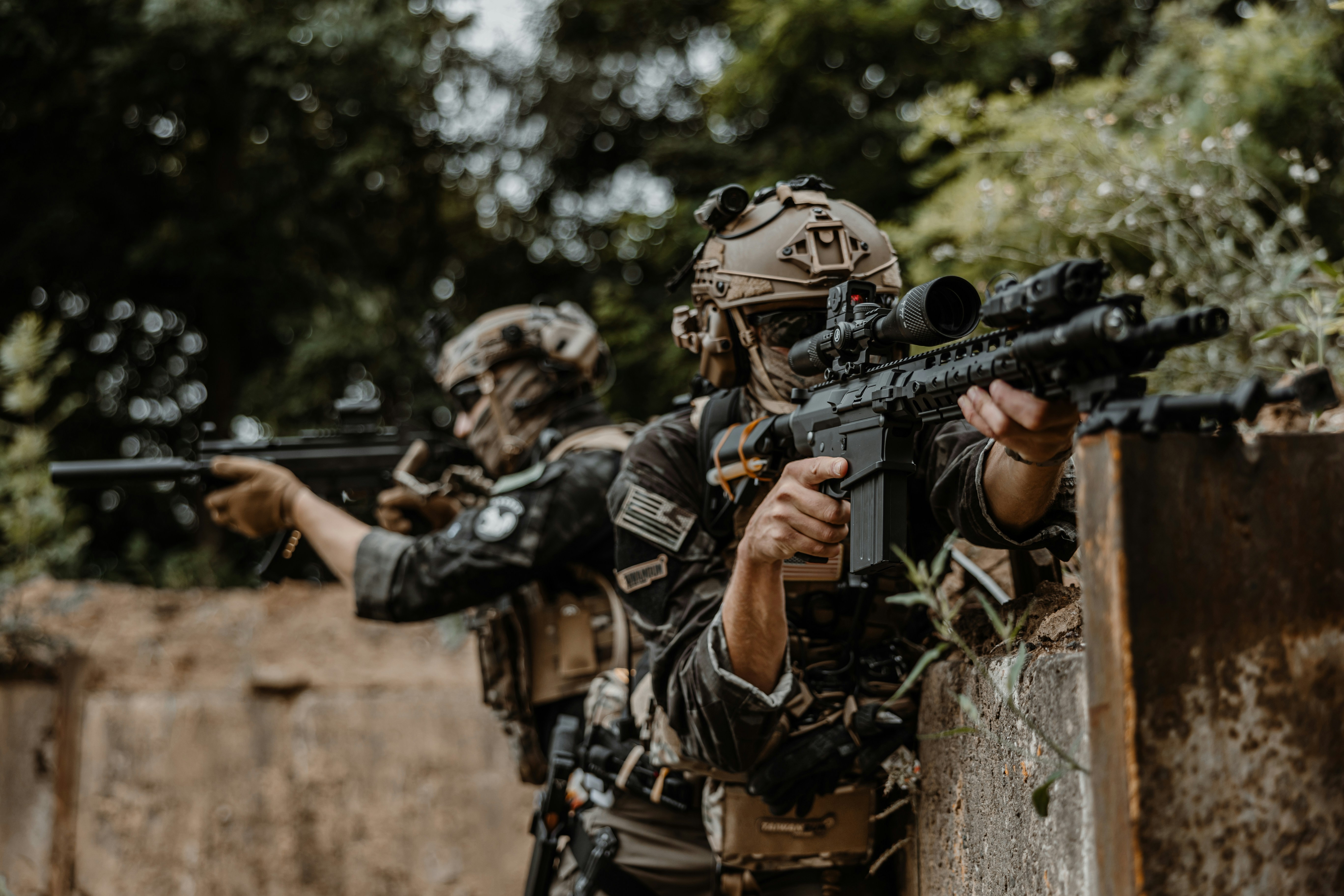 Airsoft players during a game