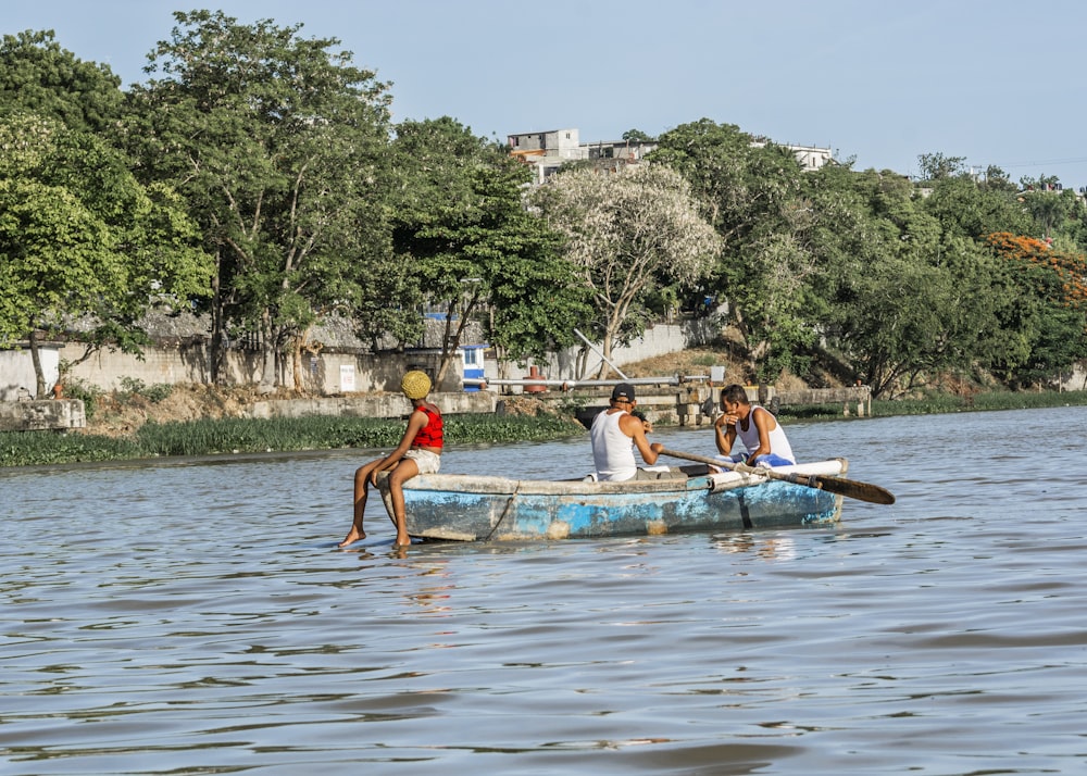 a group of people sitting in a boat on a lake