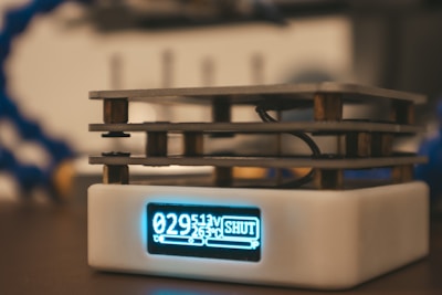 A close-up of a radon detection device on a table.