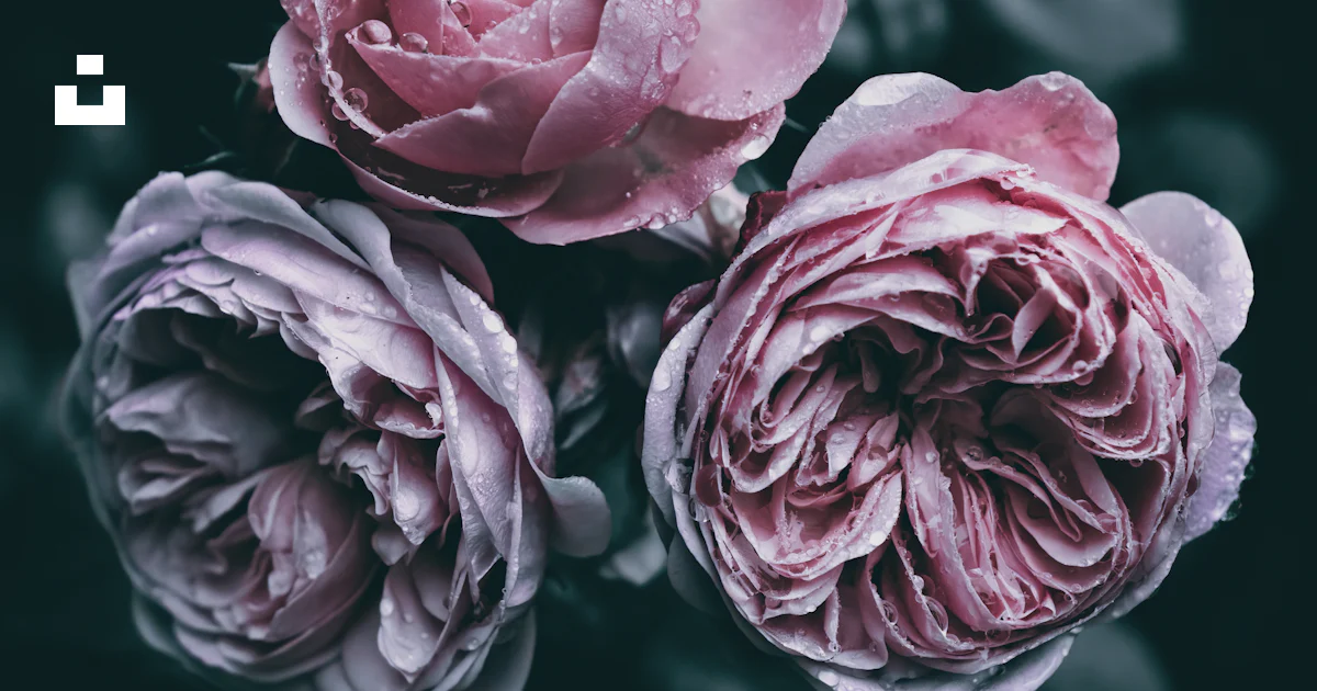 Green Roses Black Background Three pink roses with green leaves on a black background photo – Free ...