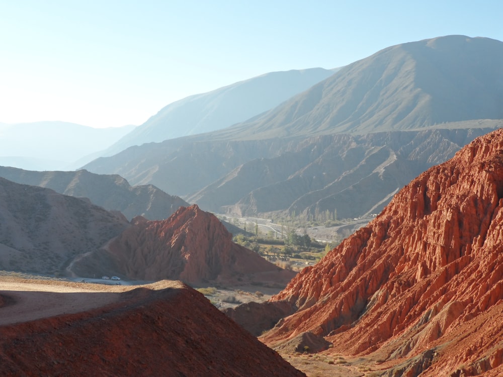 a view of a mountain range in the desert