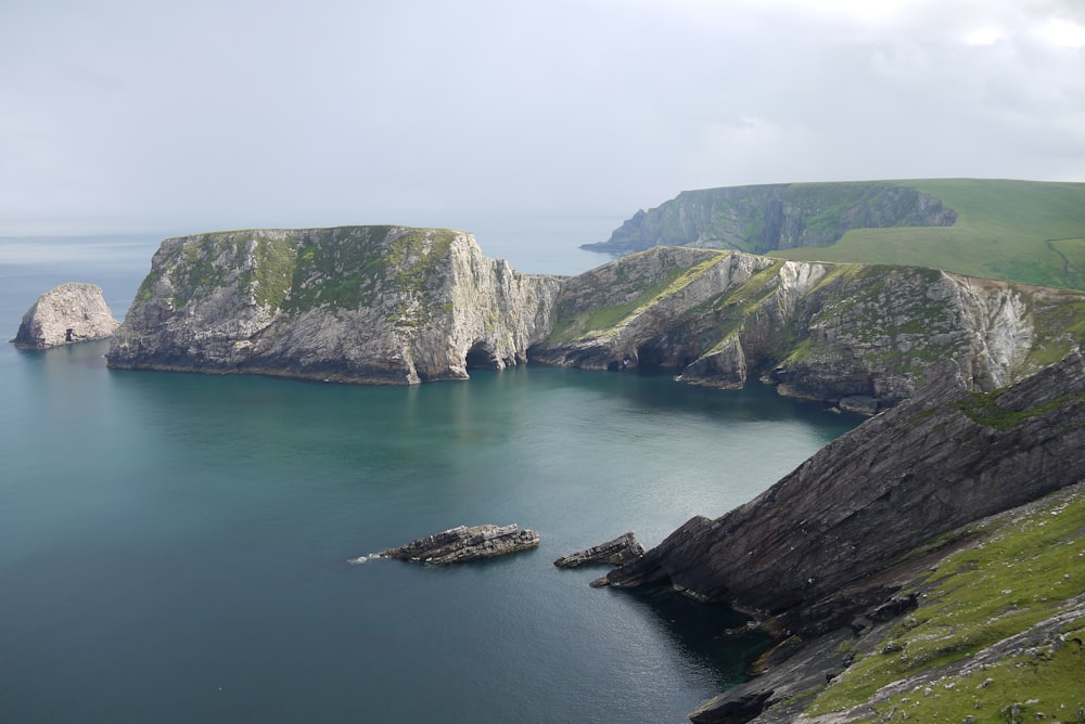 a large body of water surrounded by mountains