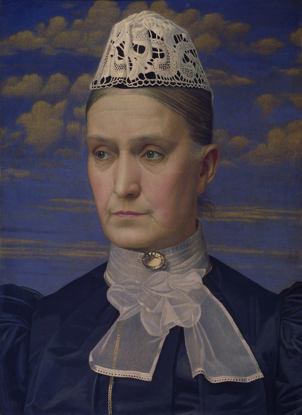 a painting of a woman wearing a crown