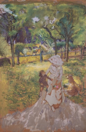 A serene rural landscape at Finca Lady Marso with bees buzzing and dogs playing.