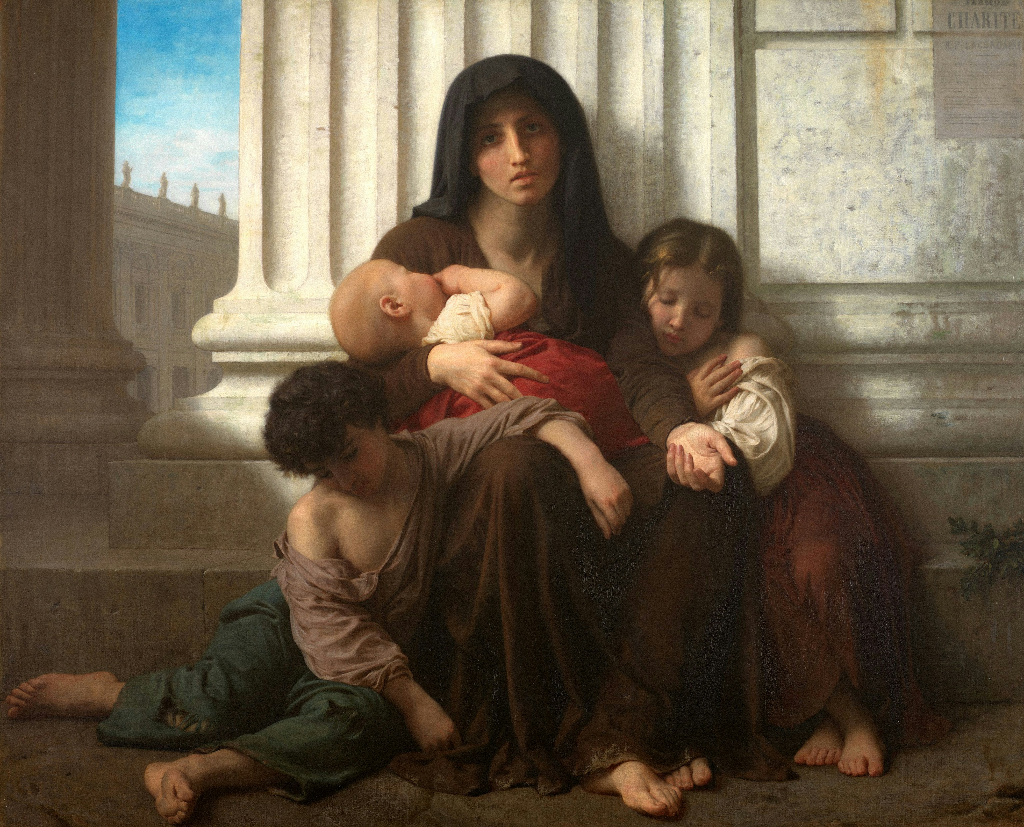 Title: 1897P11 Charity Description: 1897P11 Charity, 1865 (also known as 'The Indigent Family') Artist: William Adolphe Bouguereau Keywords: Birmingham Museums Trust/Birmingham Museum & Art Gallery, Baby, Child, Mother, Barefoot, Poor https://dams.birminghammuseums.org.uk/asset-bank/action/viewAsset?id=4052