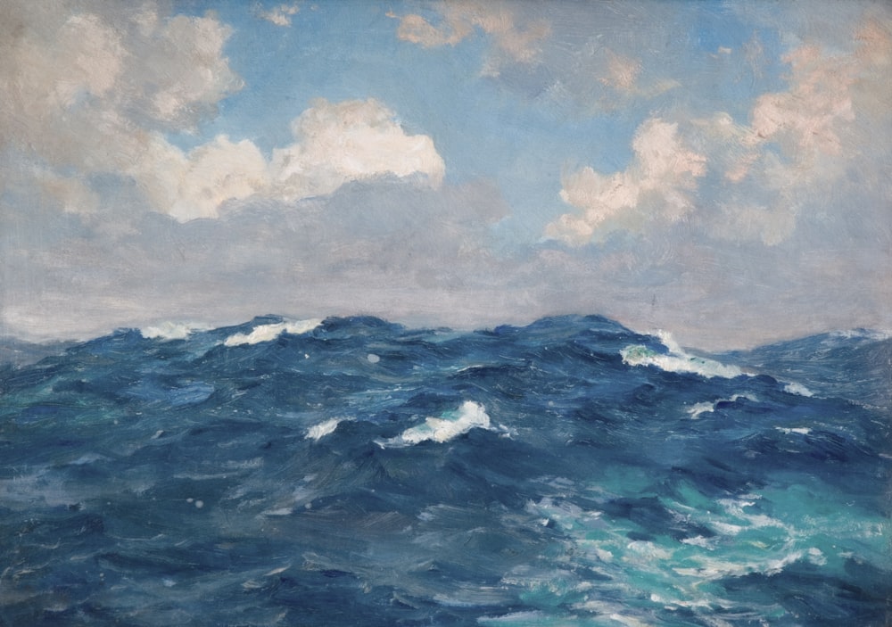 a painting of a large body of water
