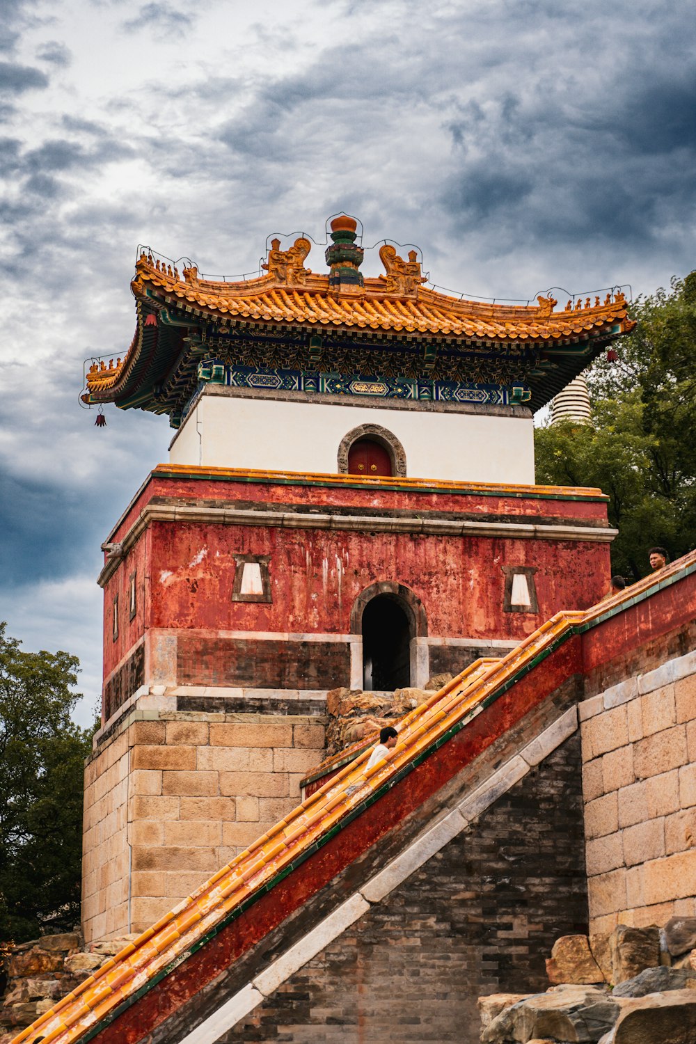 a tall tower with a clock on top of it