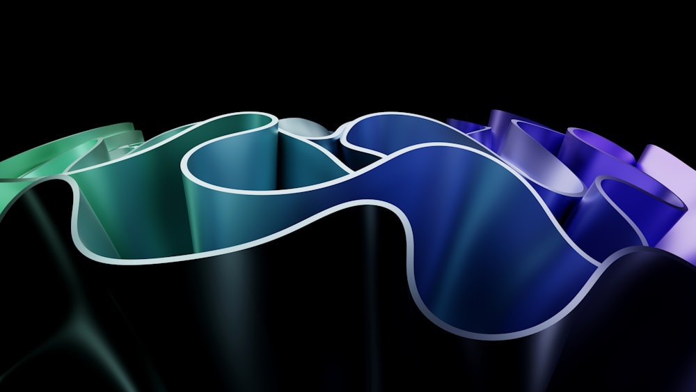 a black background with a blue, green, and purple abstract design