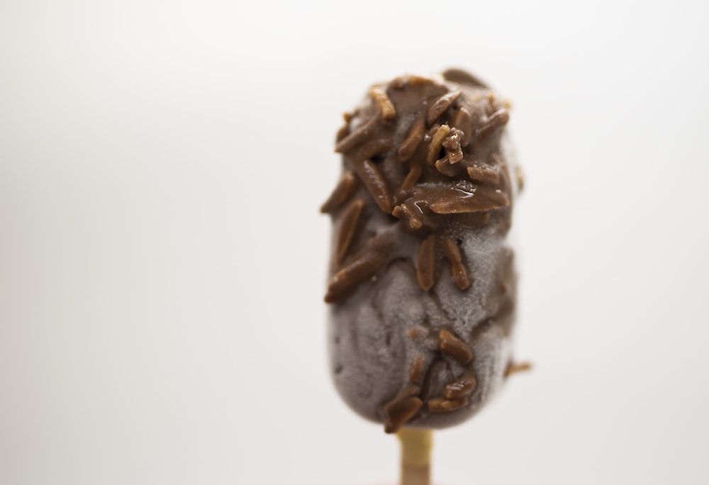 a close up of a dessert on a stick