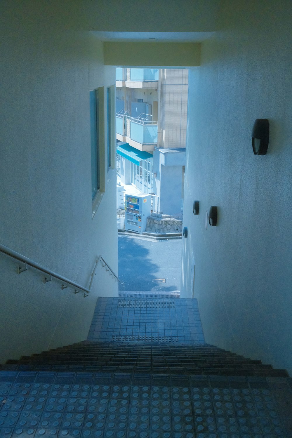 a set of stairs leading up to a building