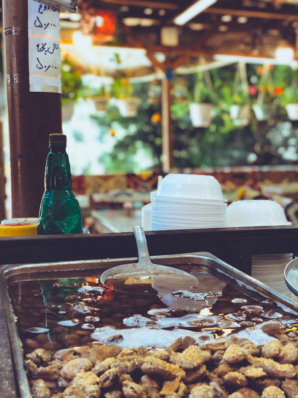 a tray of food sitting on top of a table