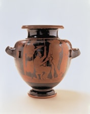 An illustration of Linos of Thrace on ancient Greek vase.