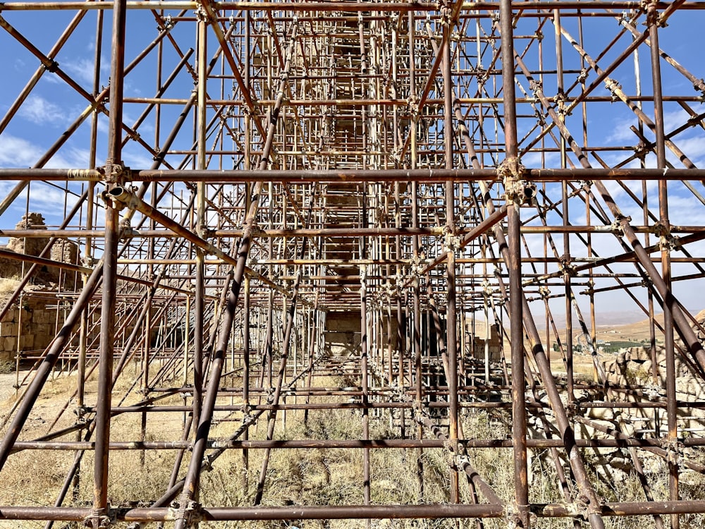 a very tall metal structure in the middle of nowhere