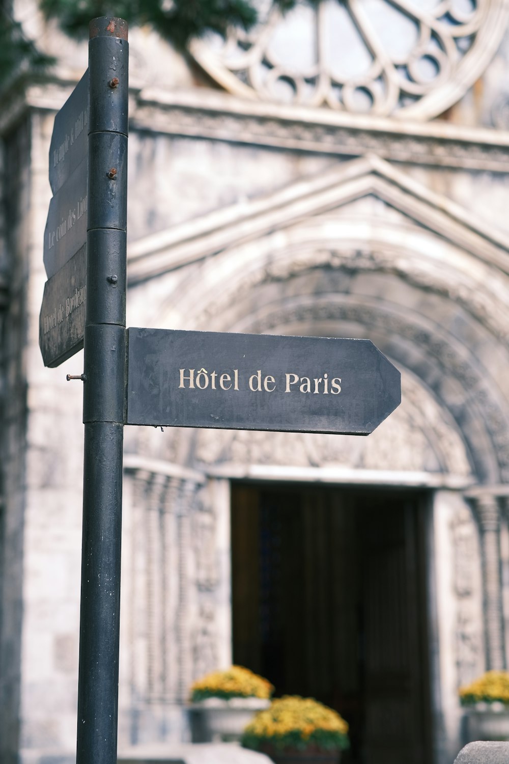 a street sign in front of a building