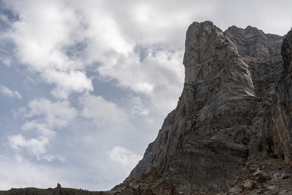 a very tall mountain with a sky background