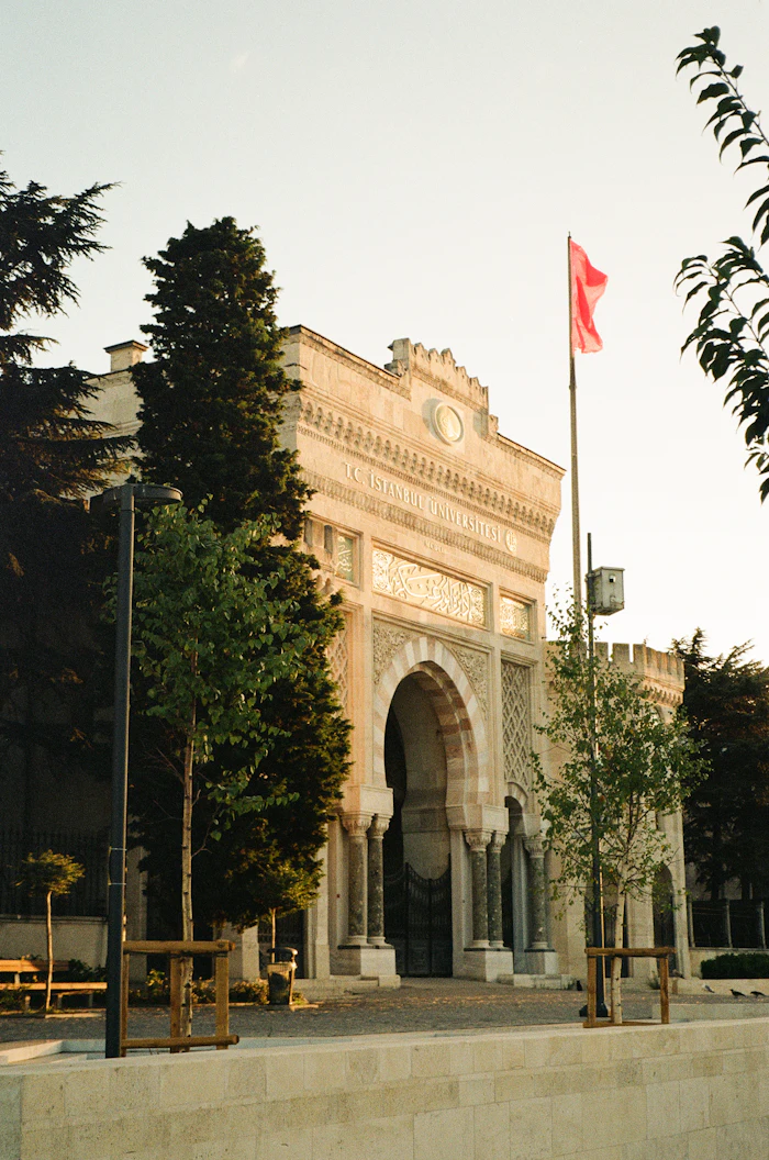 University building flying the Turkish flag