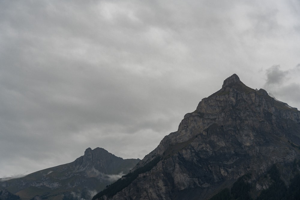 a very tall mountain with some clouds in the sky