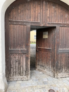 A welcoming entrance to a resource center with open doors.