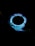 A gas stove burner with a blue flame emitting from its circular openings. The flame is vibrant, with visible hints of orange around the edges, and the surrounding area is dark, highlighting the glow of the fire.