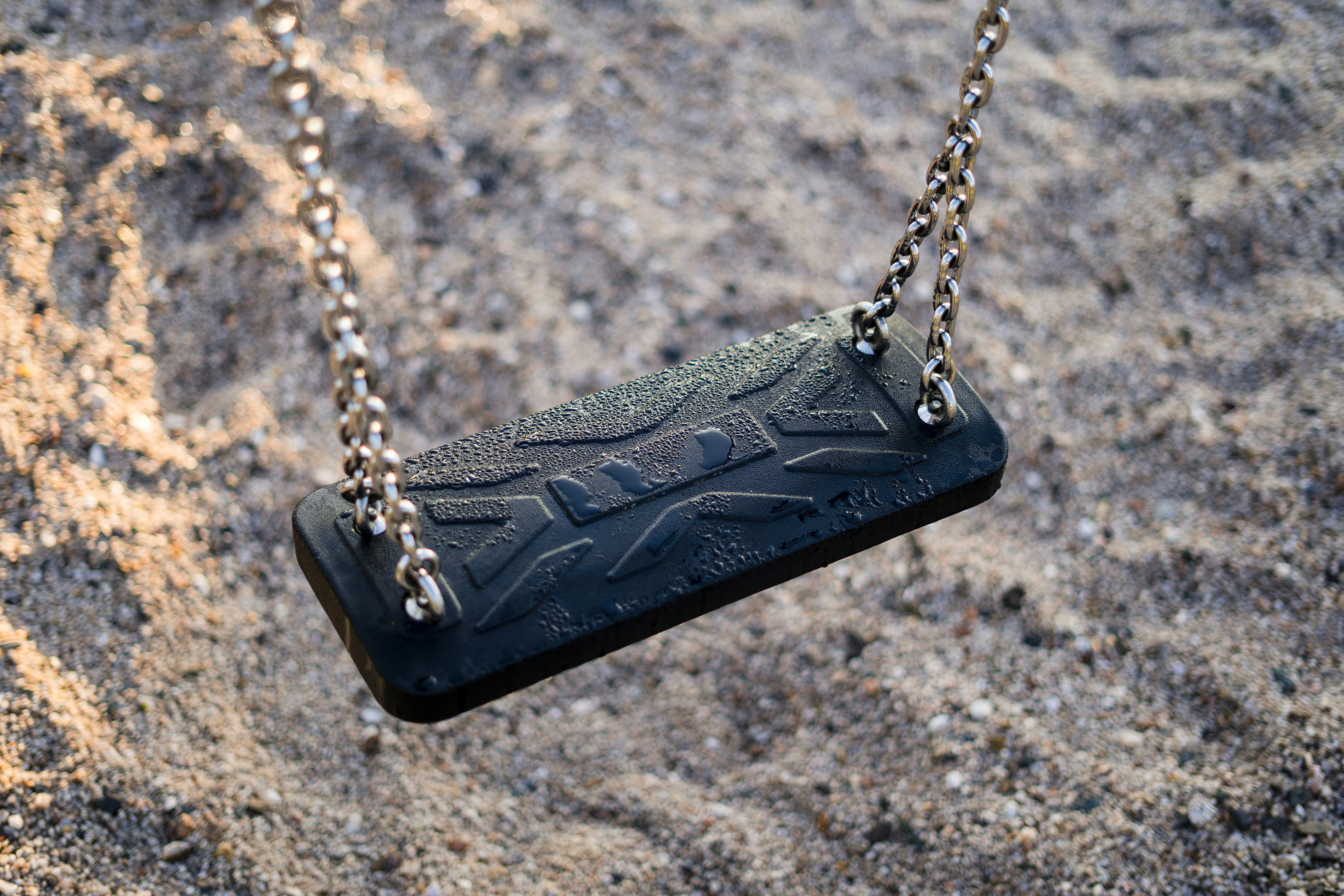 a close up of a tire on a chain