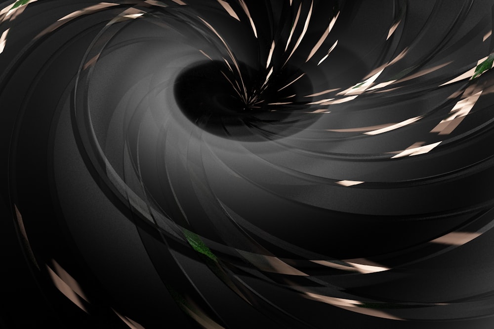 an abstract black and white background with a spiral design