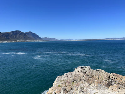 A traveler capturing a panoramic view from a cliff overlooking a vast ocean.