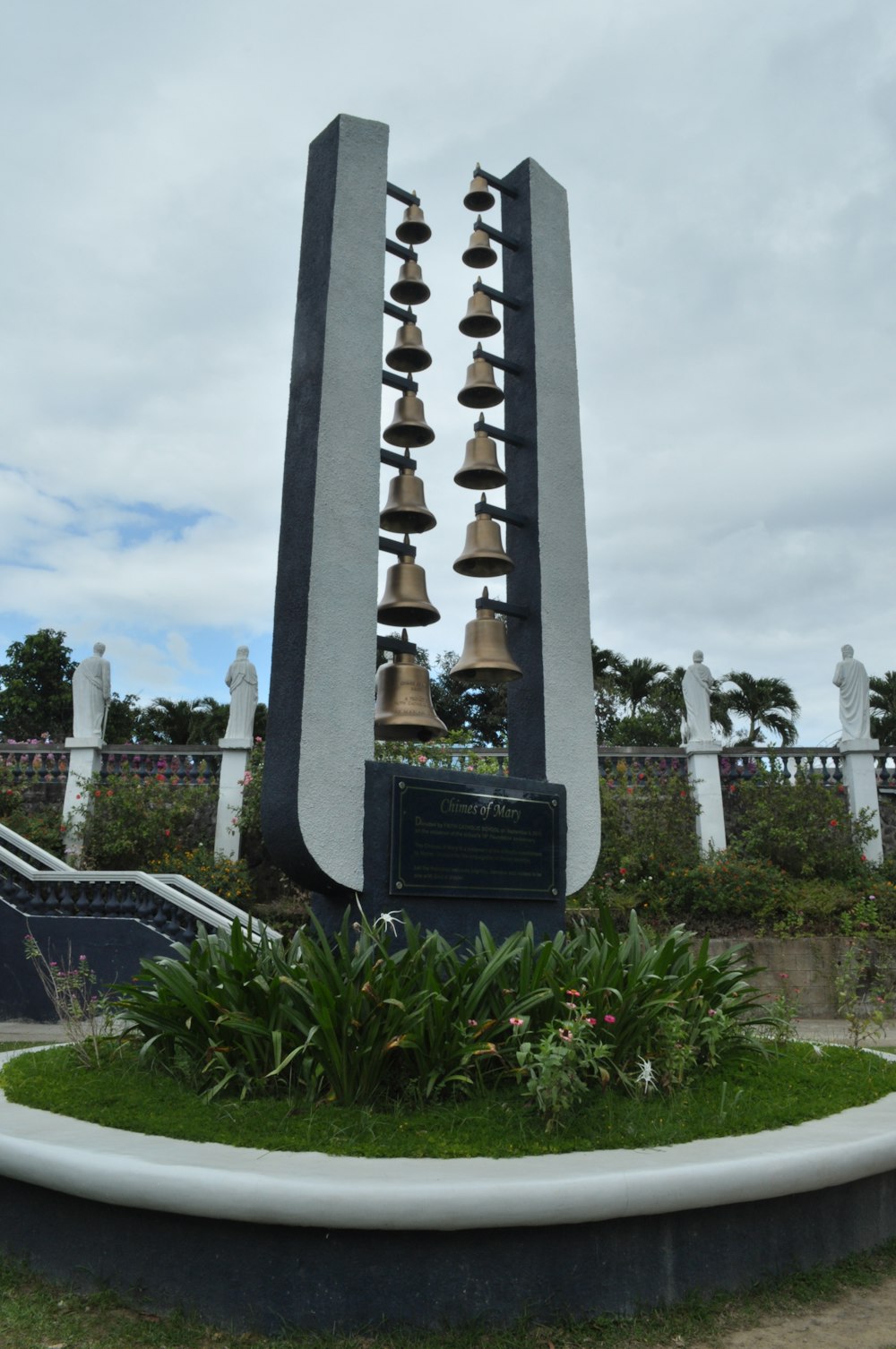 a monument with a bunch of bells on it