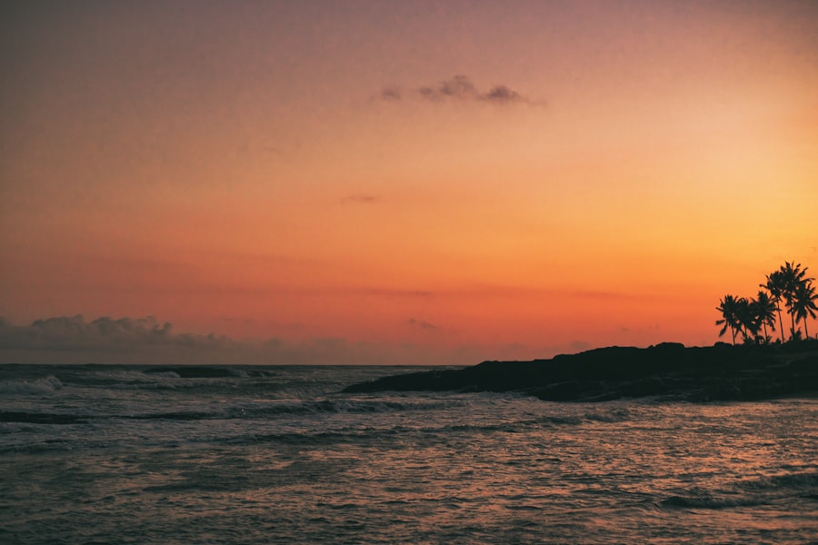 Beautiful beach sunset along the coast of Ghana